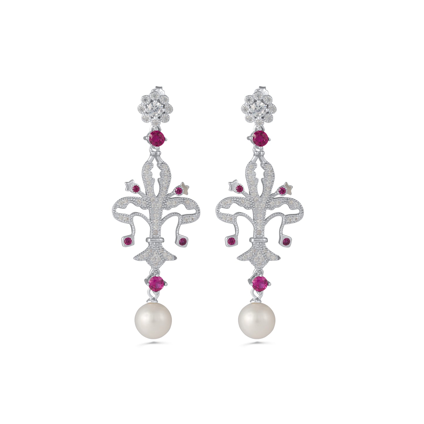 Ohrringe aus 925er Silber mit Zirkonia & Perlen