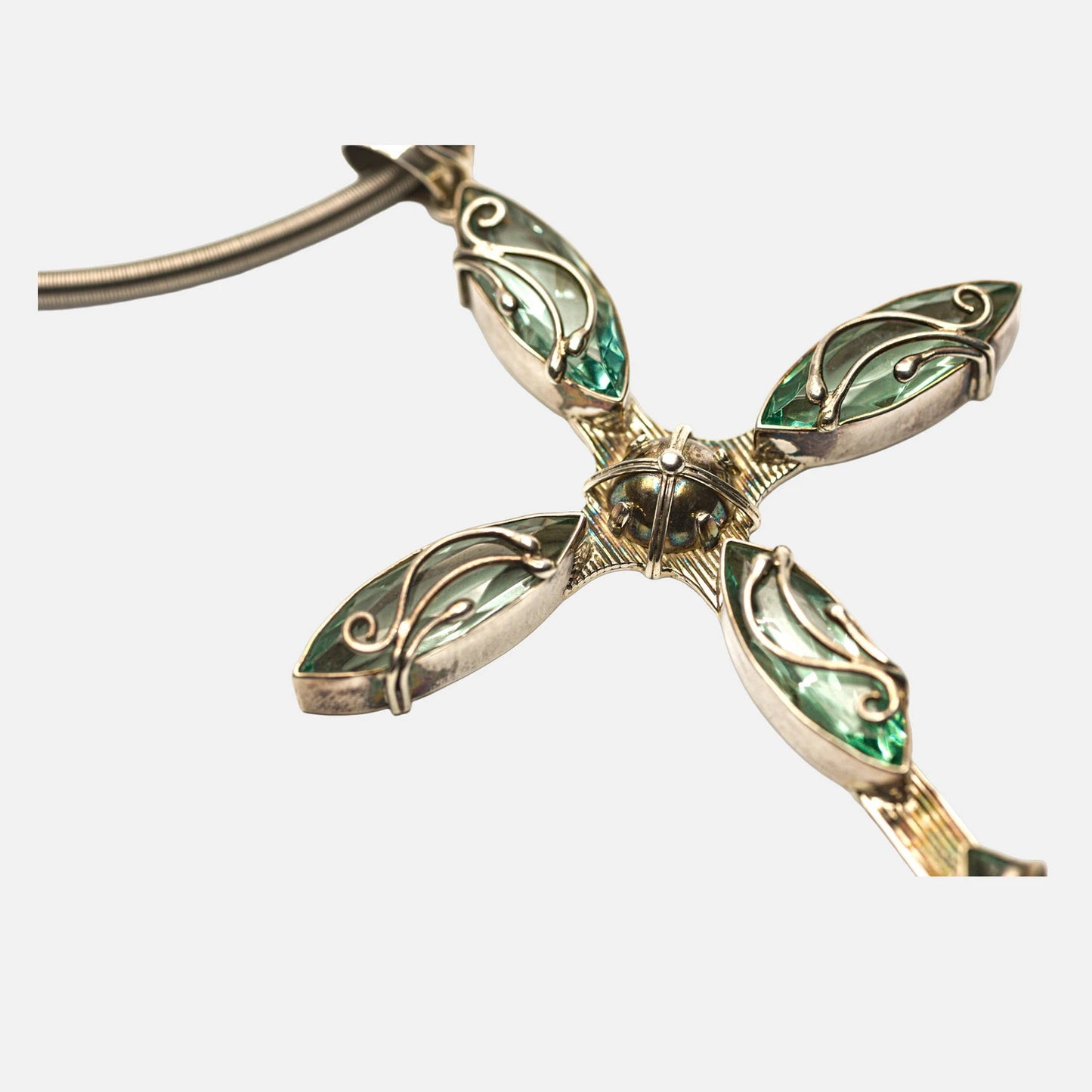 Kreuz-Anhänger aus 925 Silber mit Obsidian