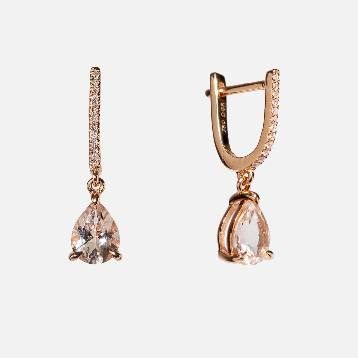 Set aus Ring & Ohrsteckern mit Morganit & Diamanten