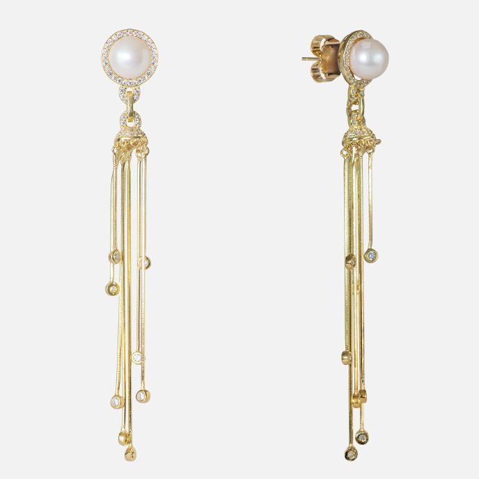 Elegante Ohrringe aus vergoldetem Silber mit roten Korallen