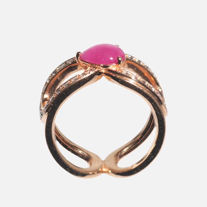 Ring mit Rubin und Brillanten – 18K Rotgold
