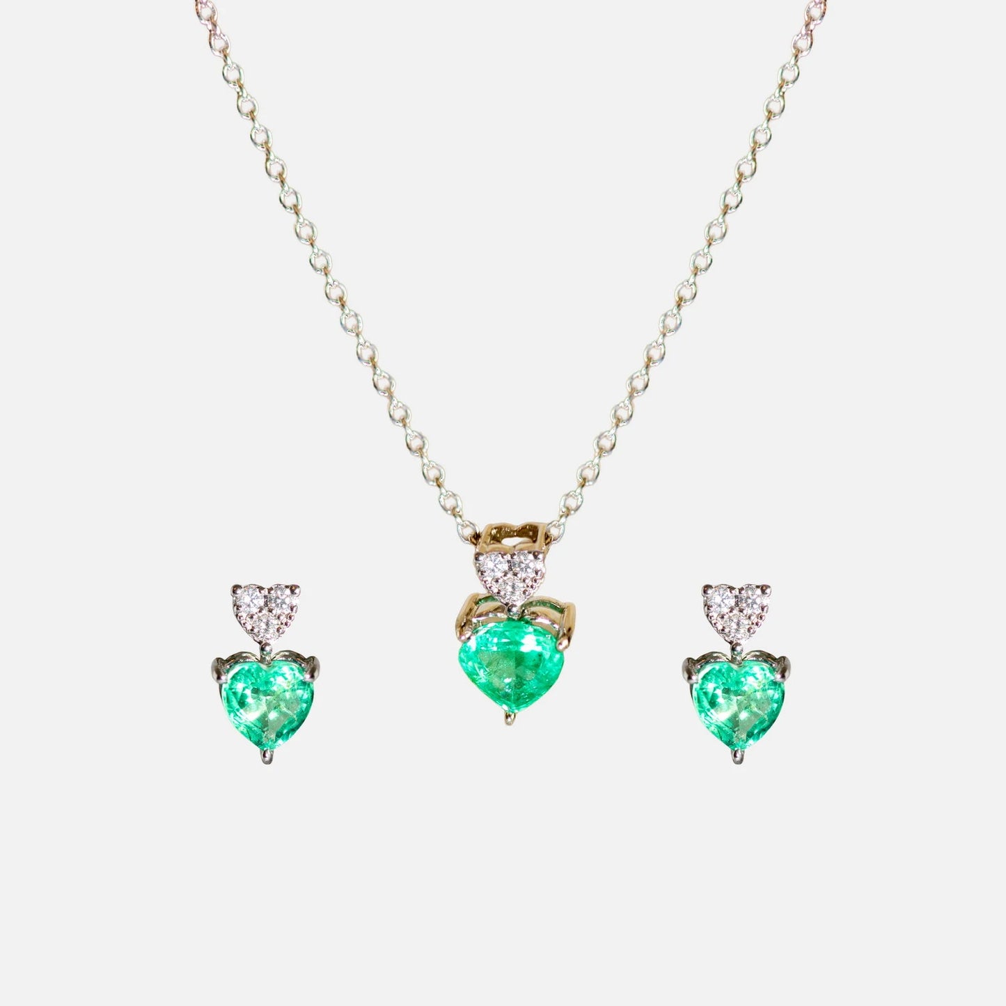 Smaragd-Set in 18K Weißgold – Ring & Anhänger