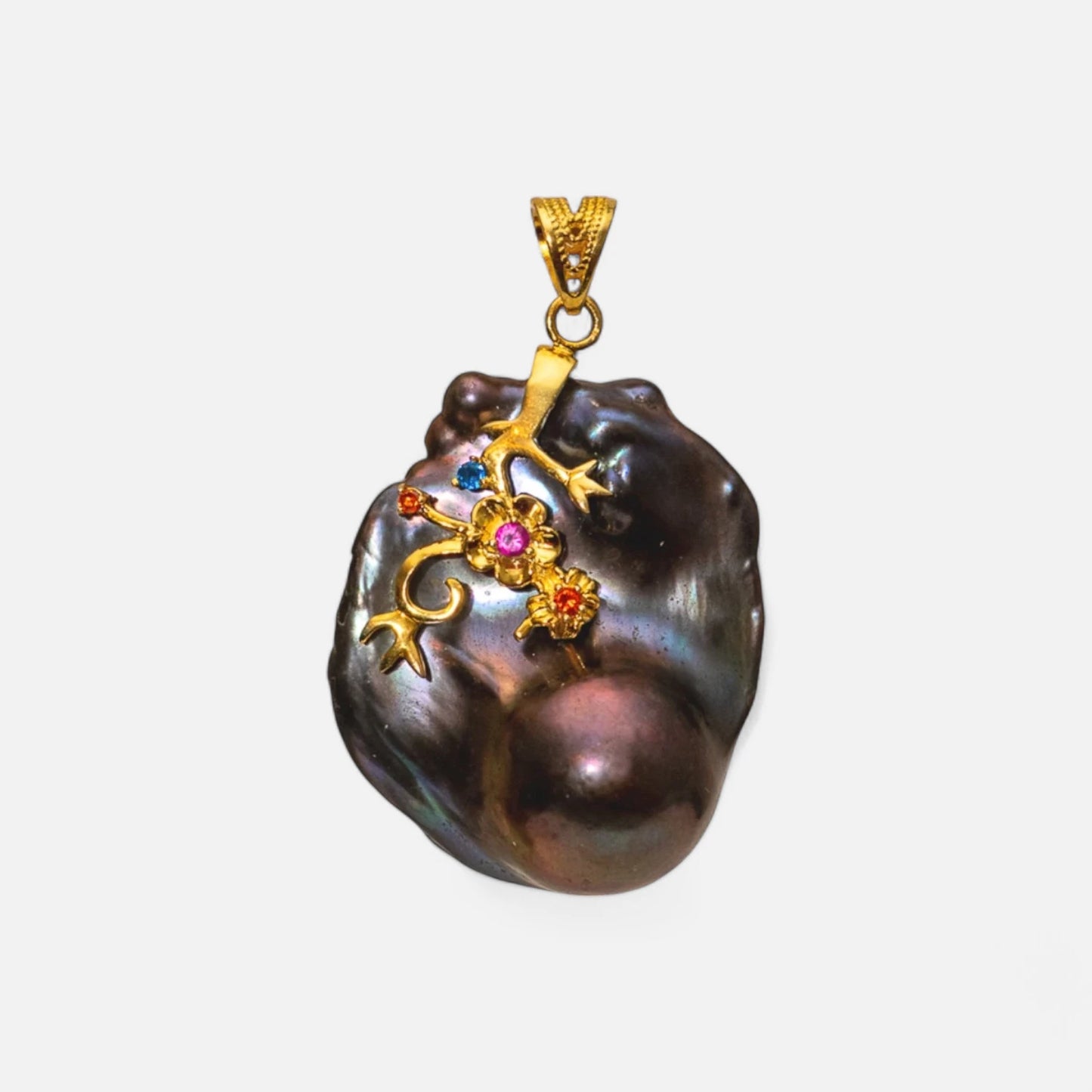 Barockperlen-Anhänger mit vergoldeter Kette – Ethno-Chic