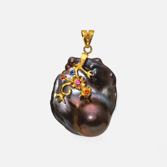 Barockperlen-Anhänger mit vergoldeter Kette – Ethno-Chic