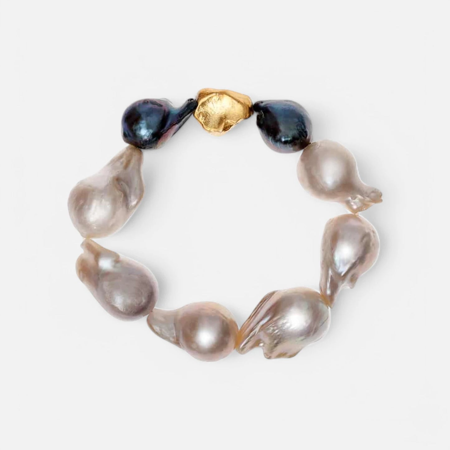 Barockperlen-Armband mit goldenen und grauen Akzenten