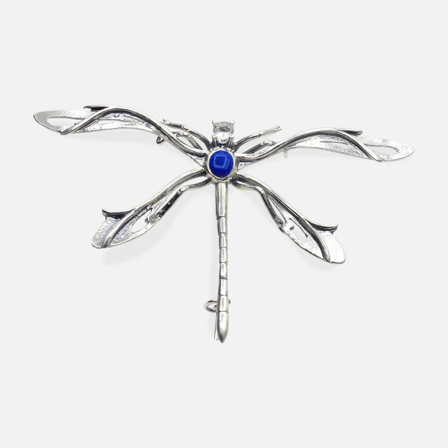 Brosche Libelle mit Lapislazuli – Silber