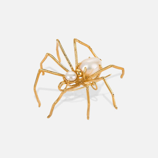 Brosche mit Barockperlen – vergoldet