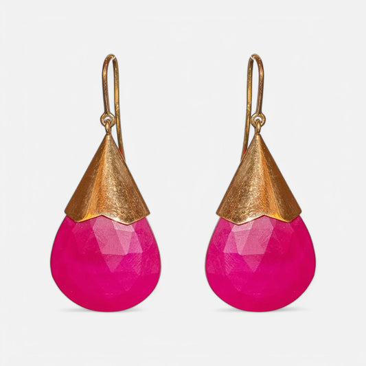 Rote Chalcedon-Ohrringe mit 18K Gold – Leuchtendes Design