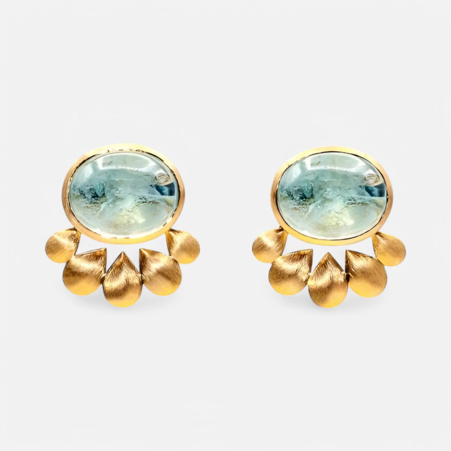 Aquamarin-Set aus 750er Gelbgold – Ohrringe & Anhänger