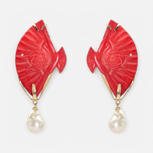 Design-Ohrringe aus Bambuskorallen und Süßwasserperlen