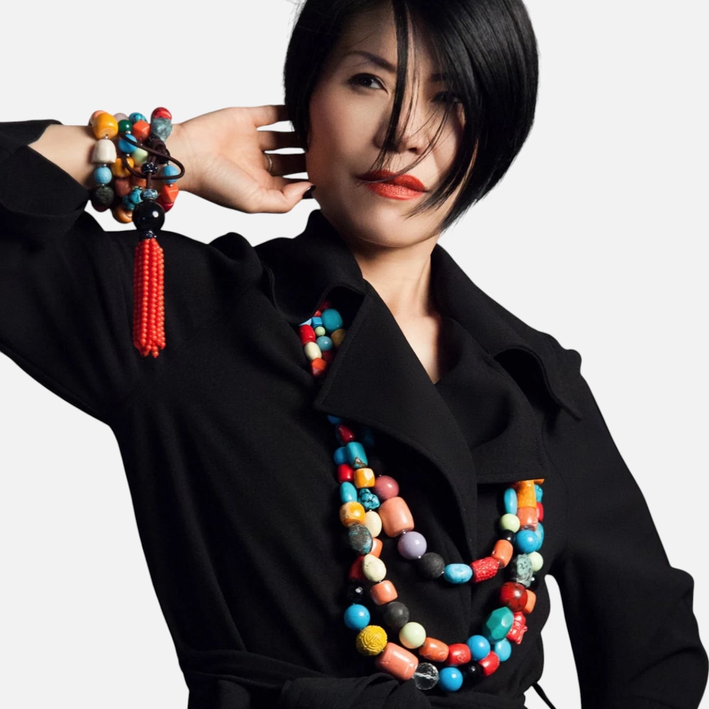 Design-Kette aus Multicolor-Korallen, Türkis & Glückssymbolen