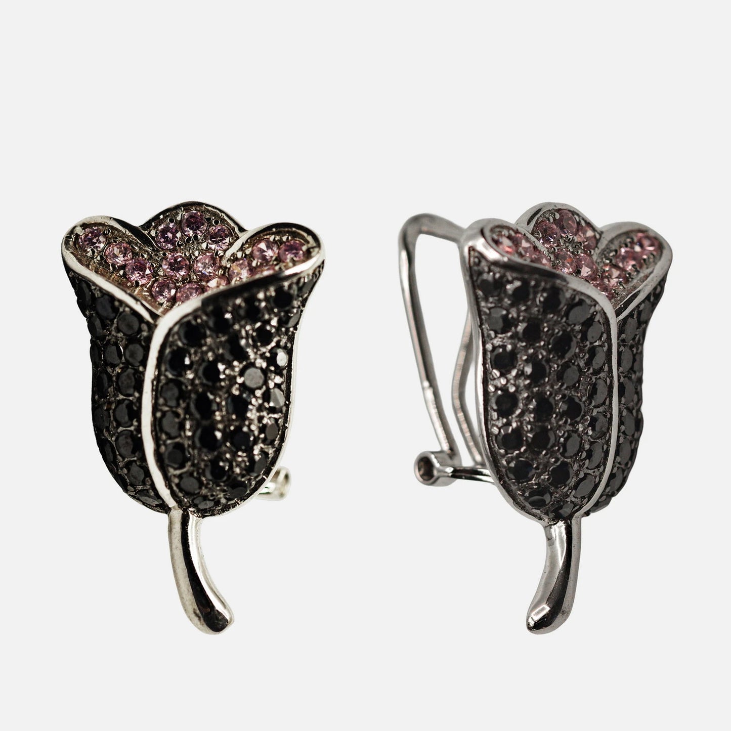 Silber Ohrclips mit Saphir & Zirkonia