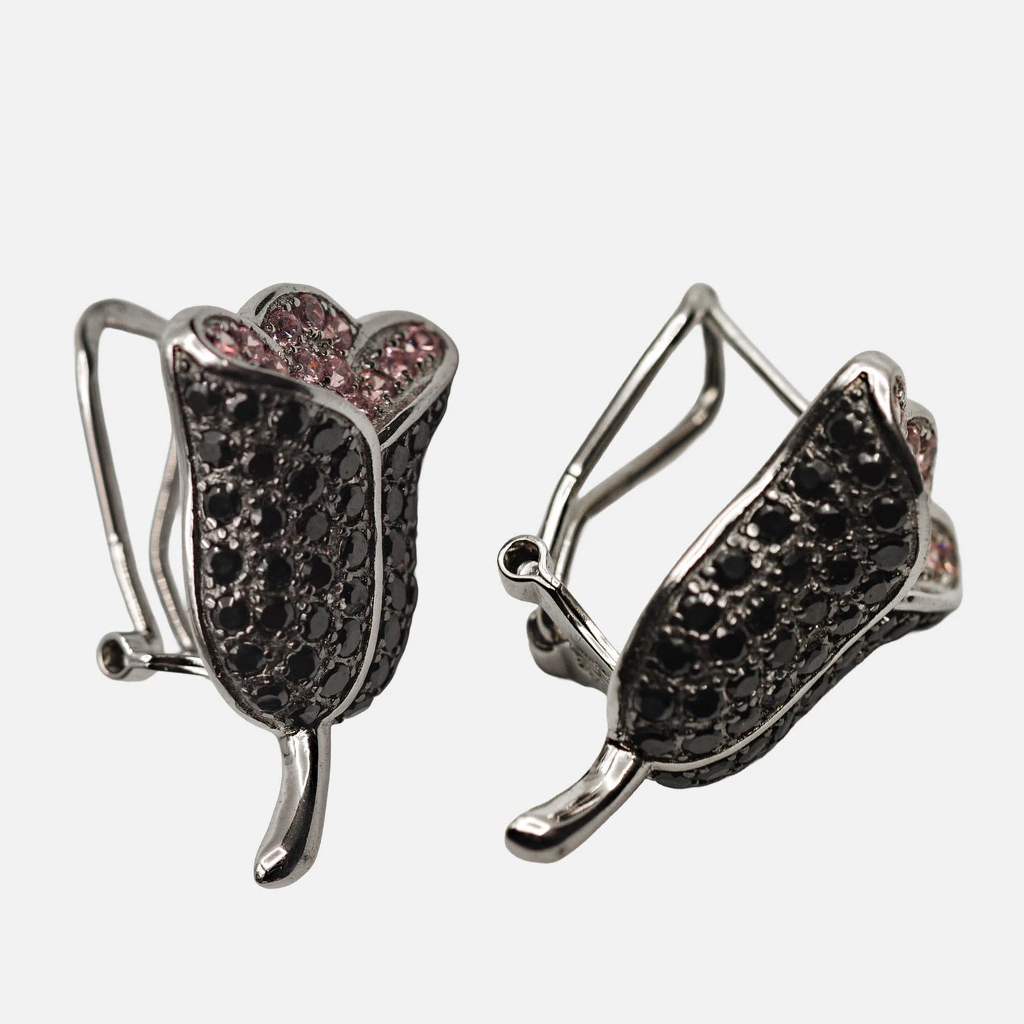 Silber Ohrclips mit Saphir & Zirkonia