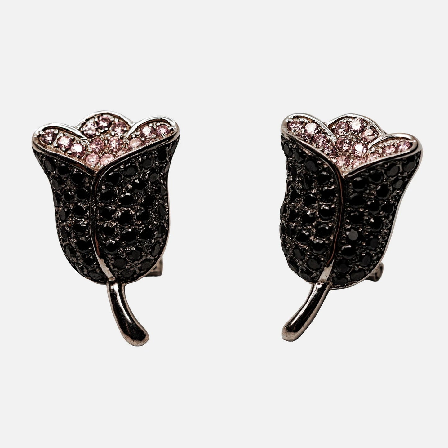 Silber Ohrclips mit Saphir & Zirkonia