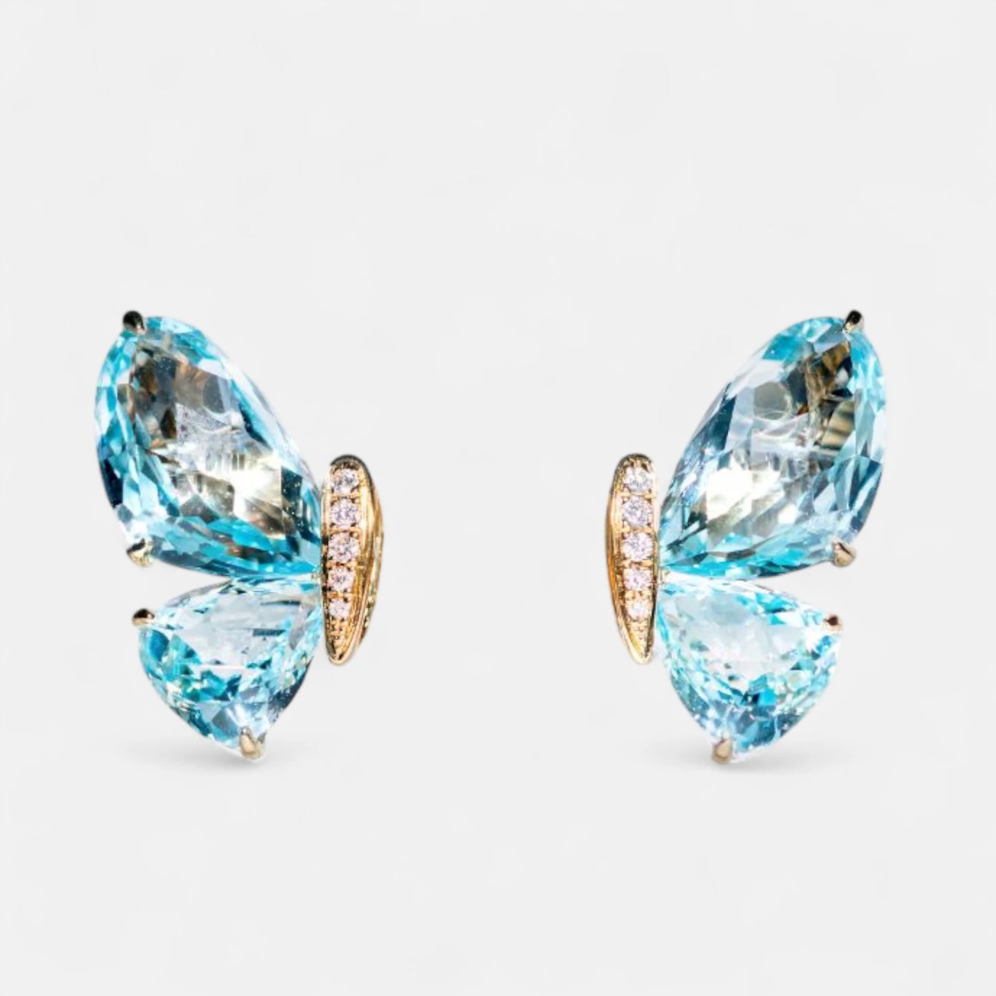 Ohrringe Schmetterling mit Topasen & Brillanten – 18K Gelbgold
