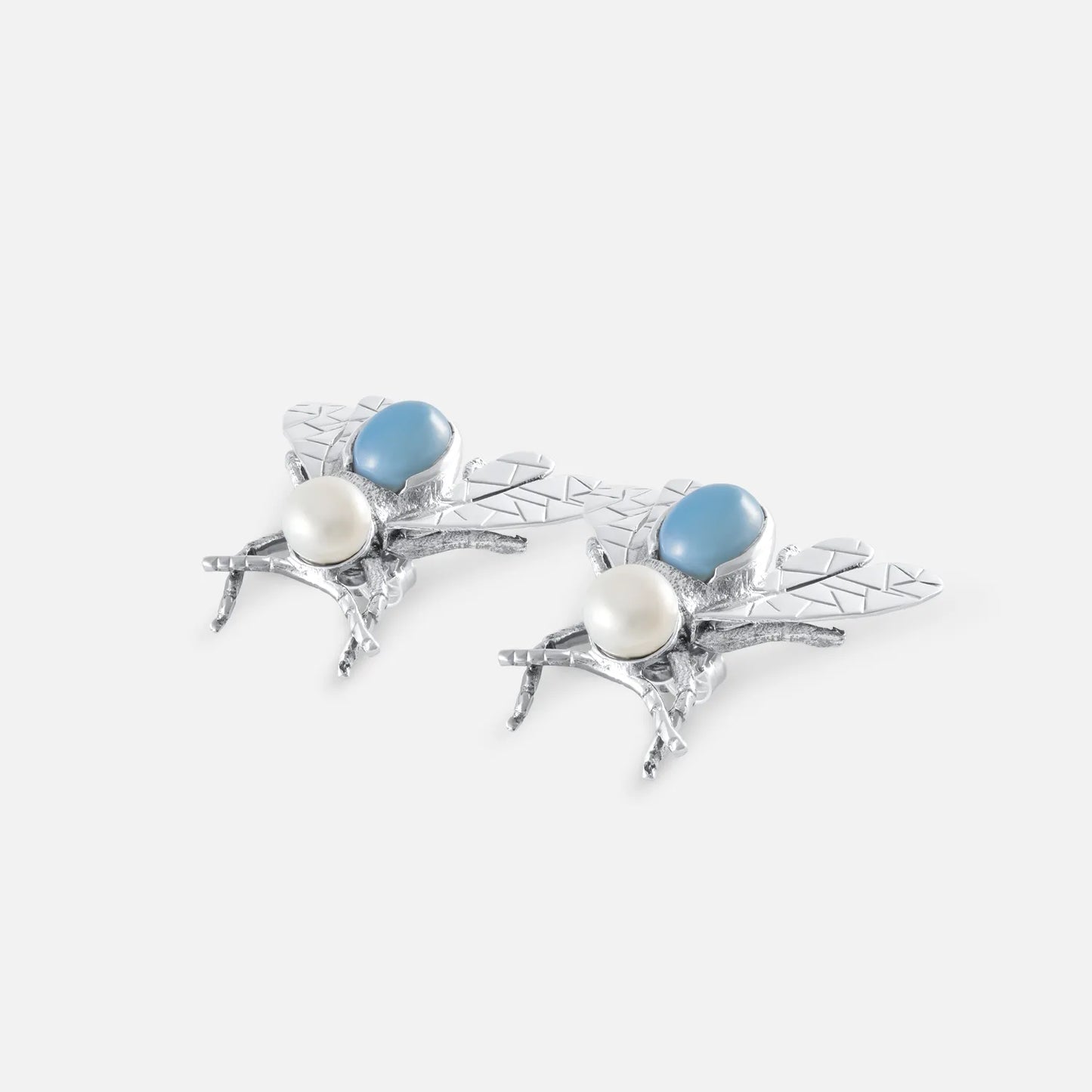 Ohrringe im Libellen-Design mit Blauopal und Perle