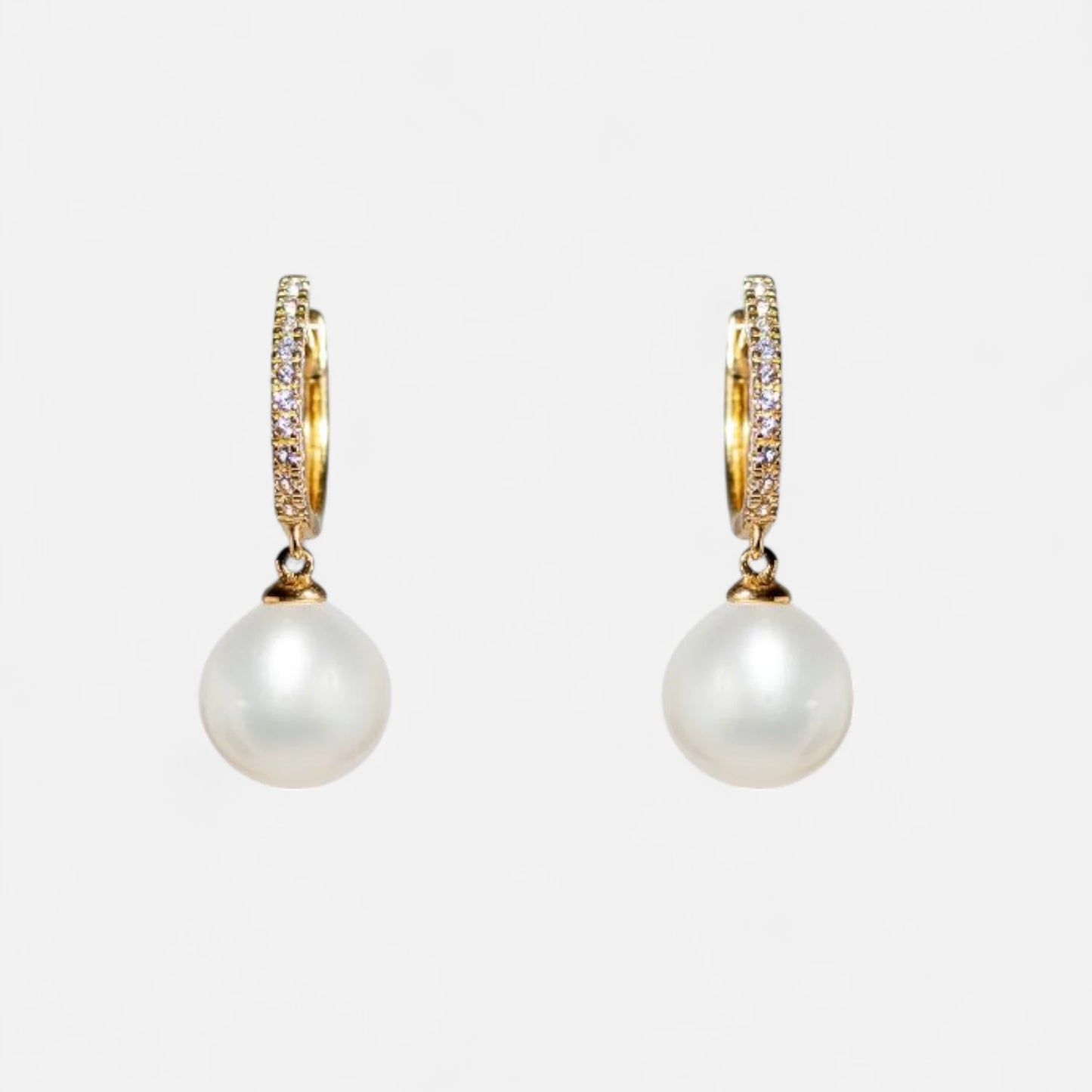 Südsee-Perlenohrringe mit Brillanten – 18K Gelbgold