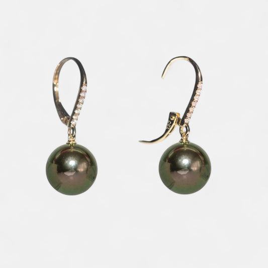 Ohrstecker aus 18K Gelbgold mit Tahiti-Perlen & Brillanten