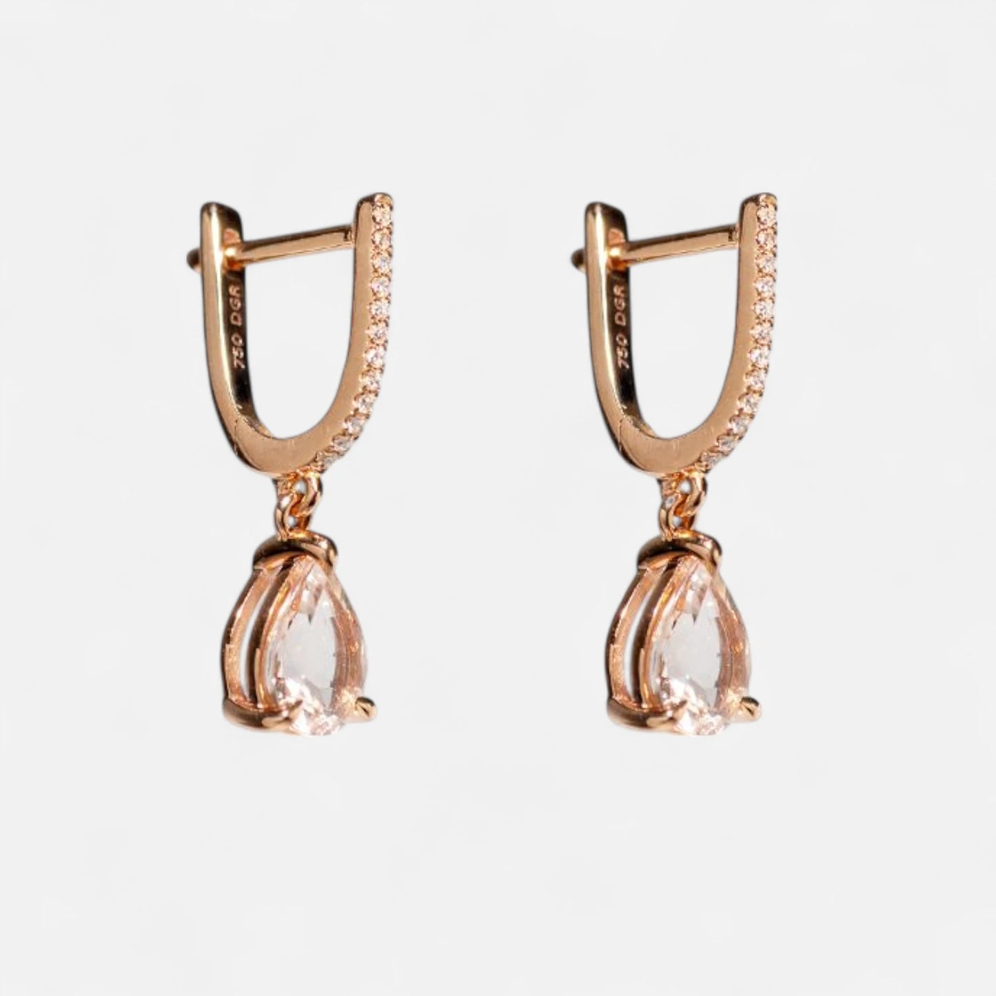 Ohrstecker mit Morganit & Diamanten – 18K Roségold