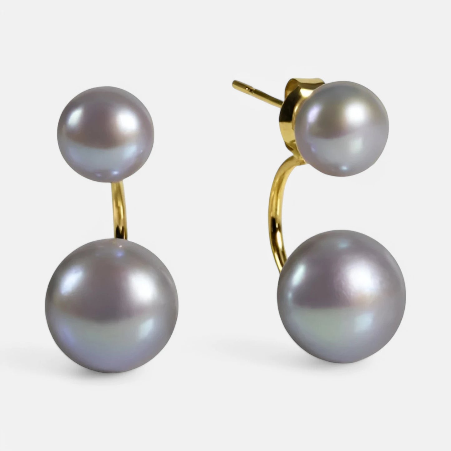 Doppelperlen-Ohrstecker aus 585er Gold – Stilvolles Duo