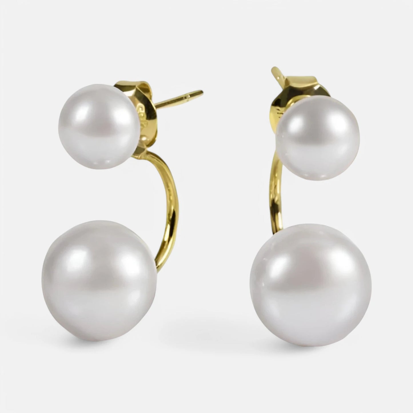 Doppelperlen-Ohrstecker aus 585er Gold – Stilvolles Duo