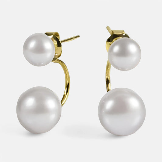 Doppelperlen-Ohrstecker aus 585er Gold – Stilvolles Duo