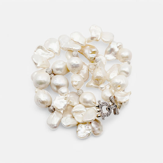 Perlenarmband aus Süßwasserperlen mit Silbervergoldung