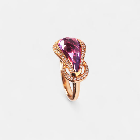 Design-Ring mit Amethyst & Brillanten – 18K Roségold