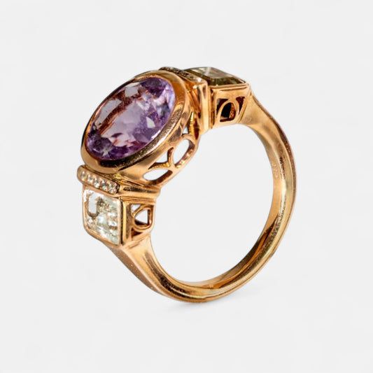 Ring mit Amethyst & grünem Amethyst in 18K Roségold