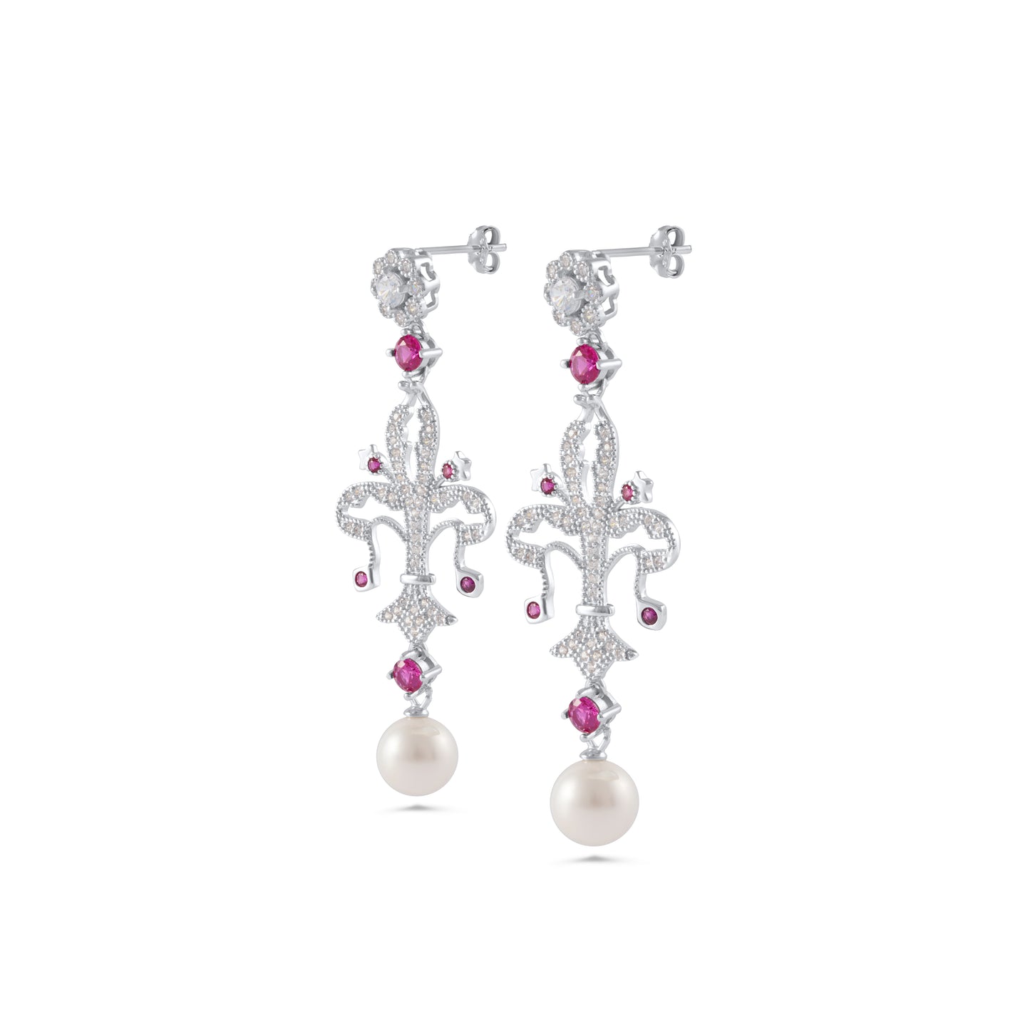 Ohrringe aus 925er Silber mit Zirkonia & Perlen