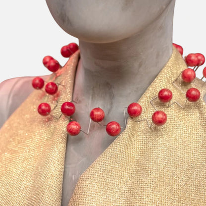 3D-Collier aus roten Schaumkorallen und Edelstahl