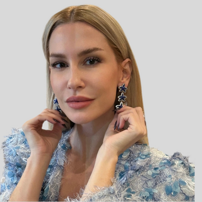 Design-Ohrringe mit Lapis & grünen Saphiren – 18K Gelbgold