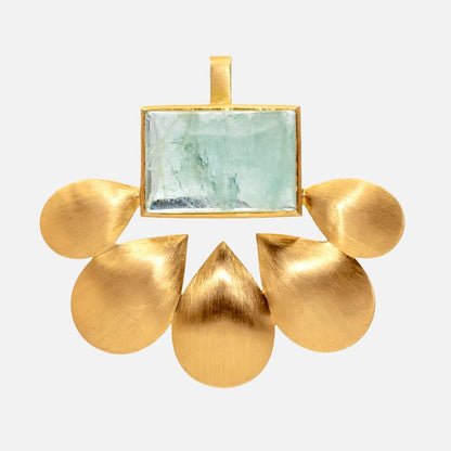 Aquamarin-Anhänger in 750er Gelbgold mit Tropfenmotiv