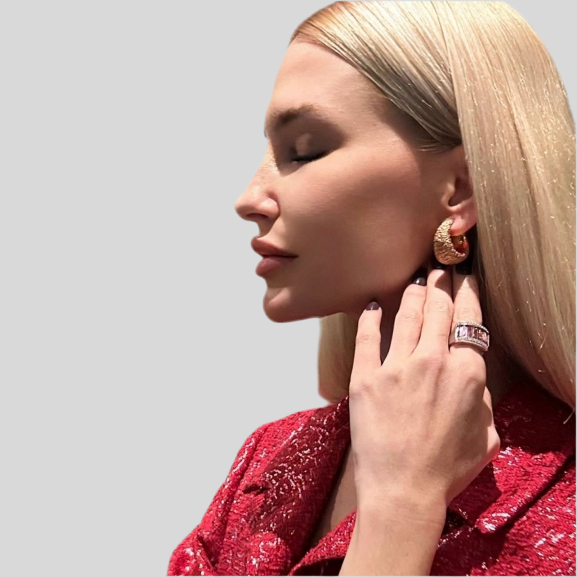 Kleo-Ohrringe aus 18 Karat Gold mit strukturierter Oberfläche