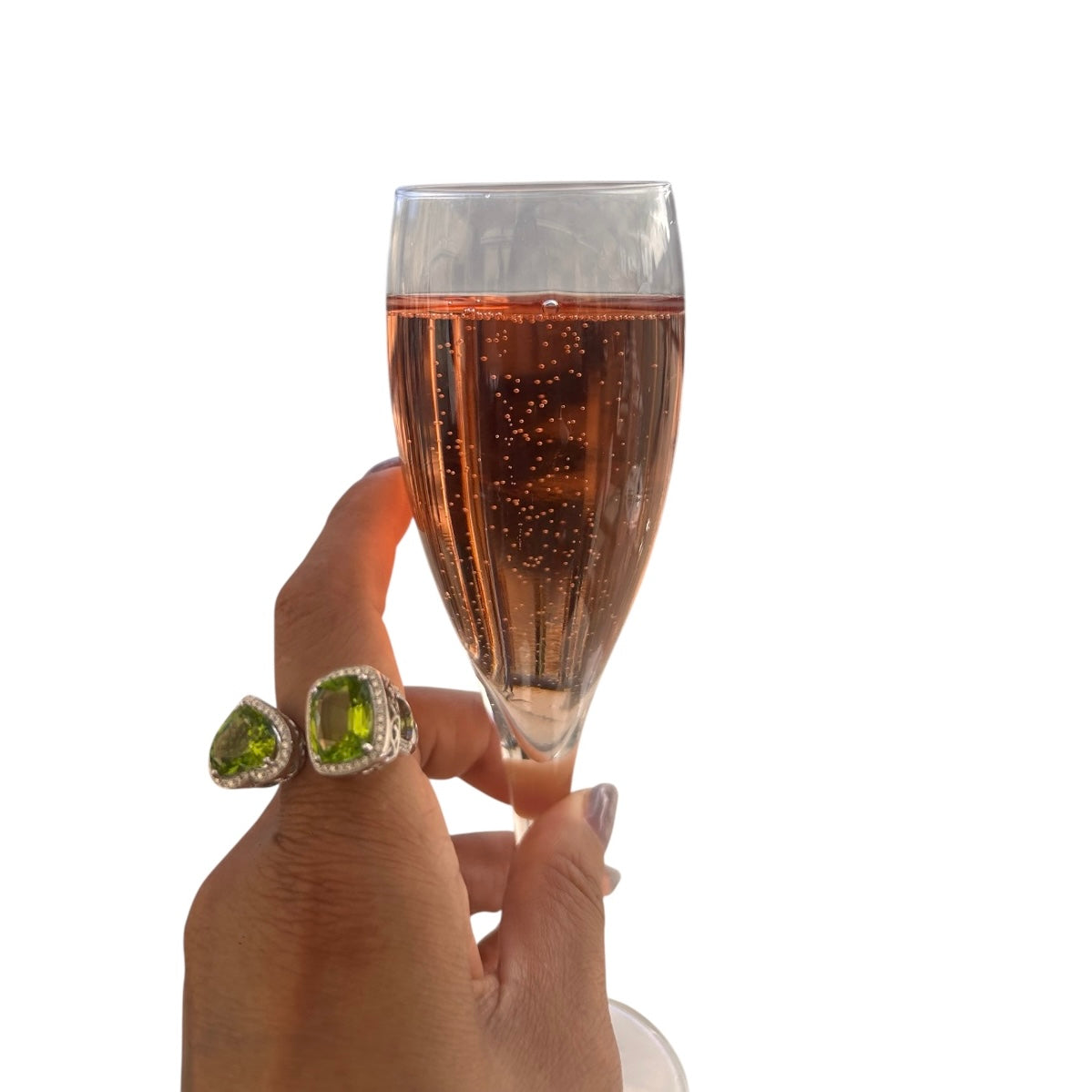 Ring mit Peridot und Brillanten – 18K Weißgold – Zweisteiniges Design