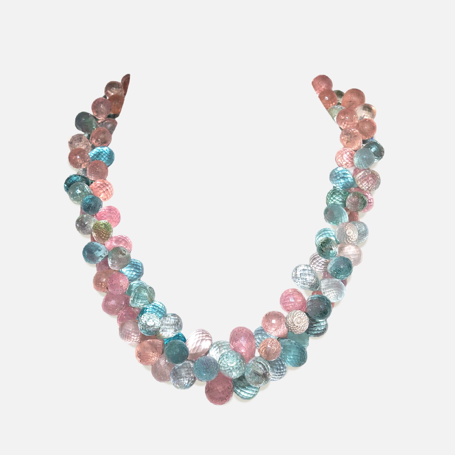 Aquamarin-Morganit-Kette mit vergoldetem Silberverschluss