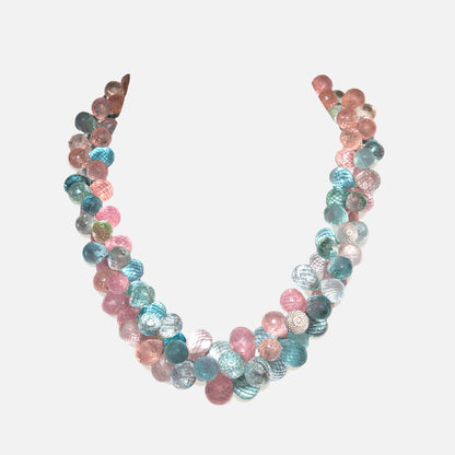 Aquamarin-Morganit-Kette mit vergoldetem Silberverschluss