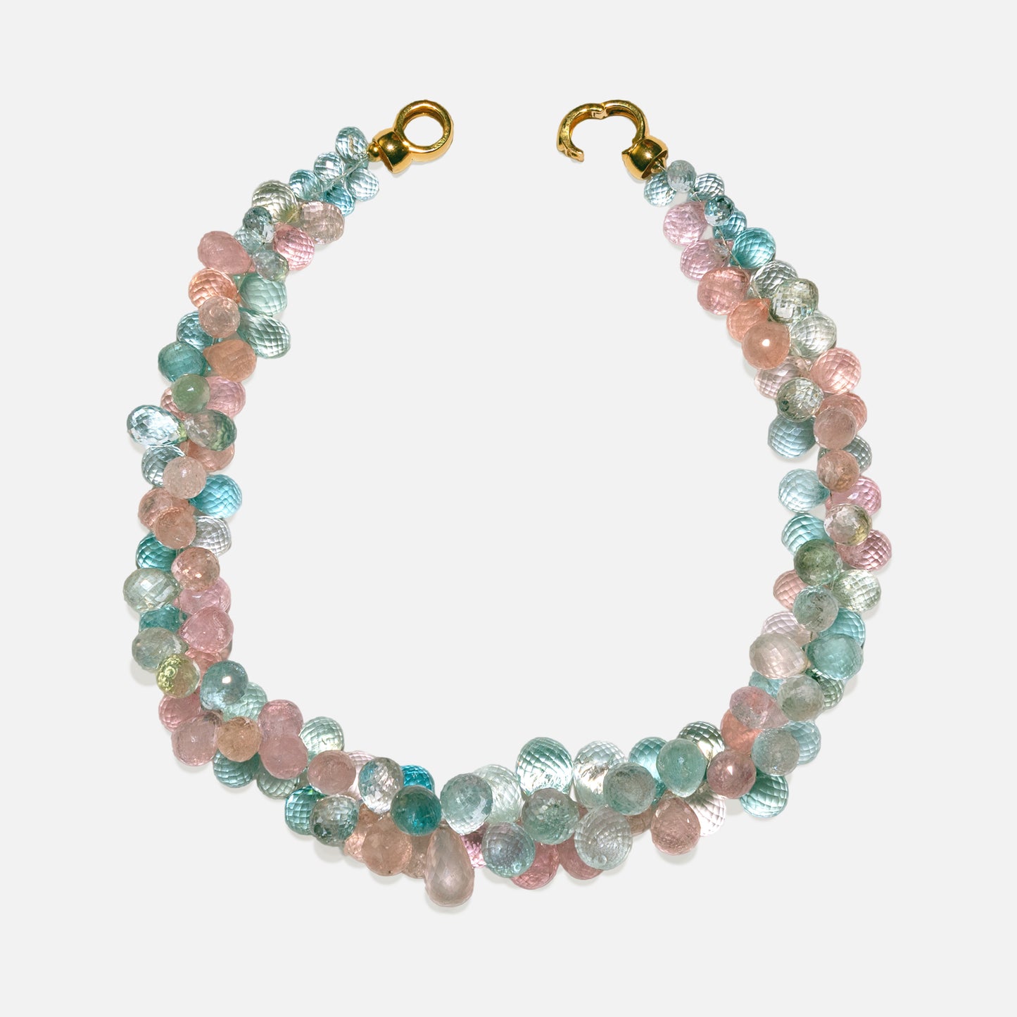 Aquamarin-Morganit-Kette mit vergoldetem Silberverschluss