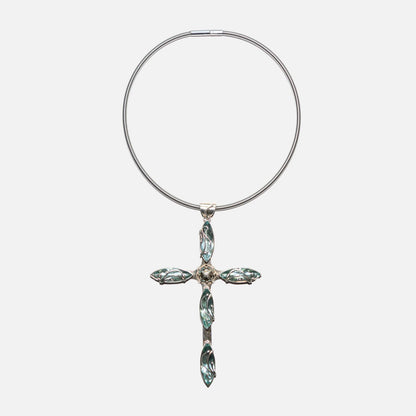 Kreuz-Anhänger aus 925 Silber mit Obsidian