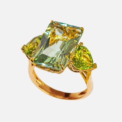 Set mit grünem Amethyst & Peridoten – 18K Gelbgold