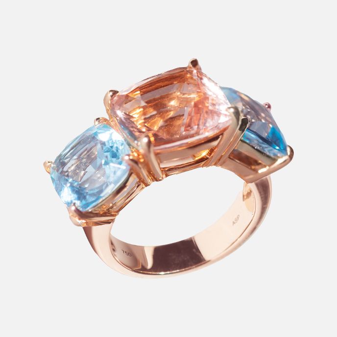 Statement-Ring mit Magnesit & Blautopas – Farbintensives Design