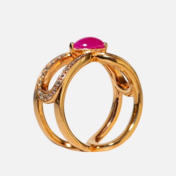 Ring mit Rubin und Brillanten – 18K Rotgold