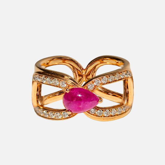 Ring mit Rubin und Brillanten – 18K Rotgold