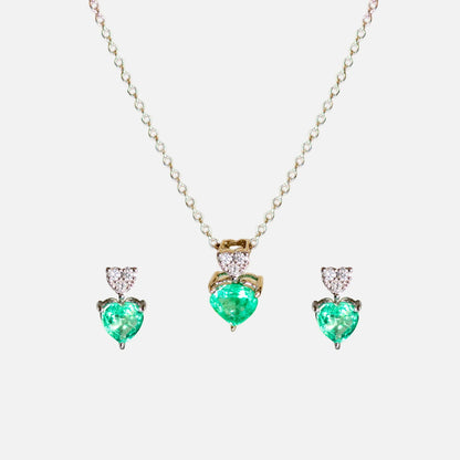 Smaragd-Set in 18K Weißgold – Ring & Anhänger