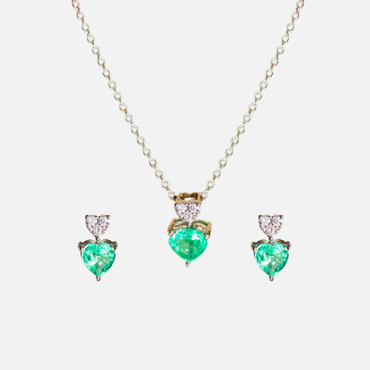 Smaragd-Set in 18K Weißgold – Ring & Anhänger