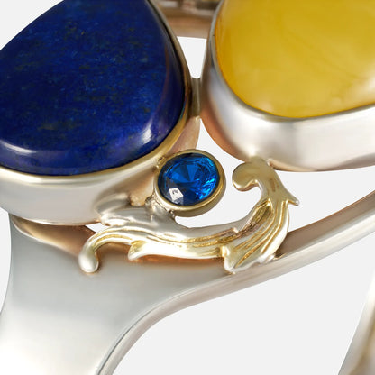 Armband aus Silber mit Lapis, Bernstein und Kristall