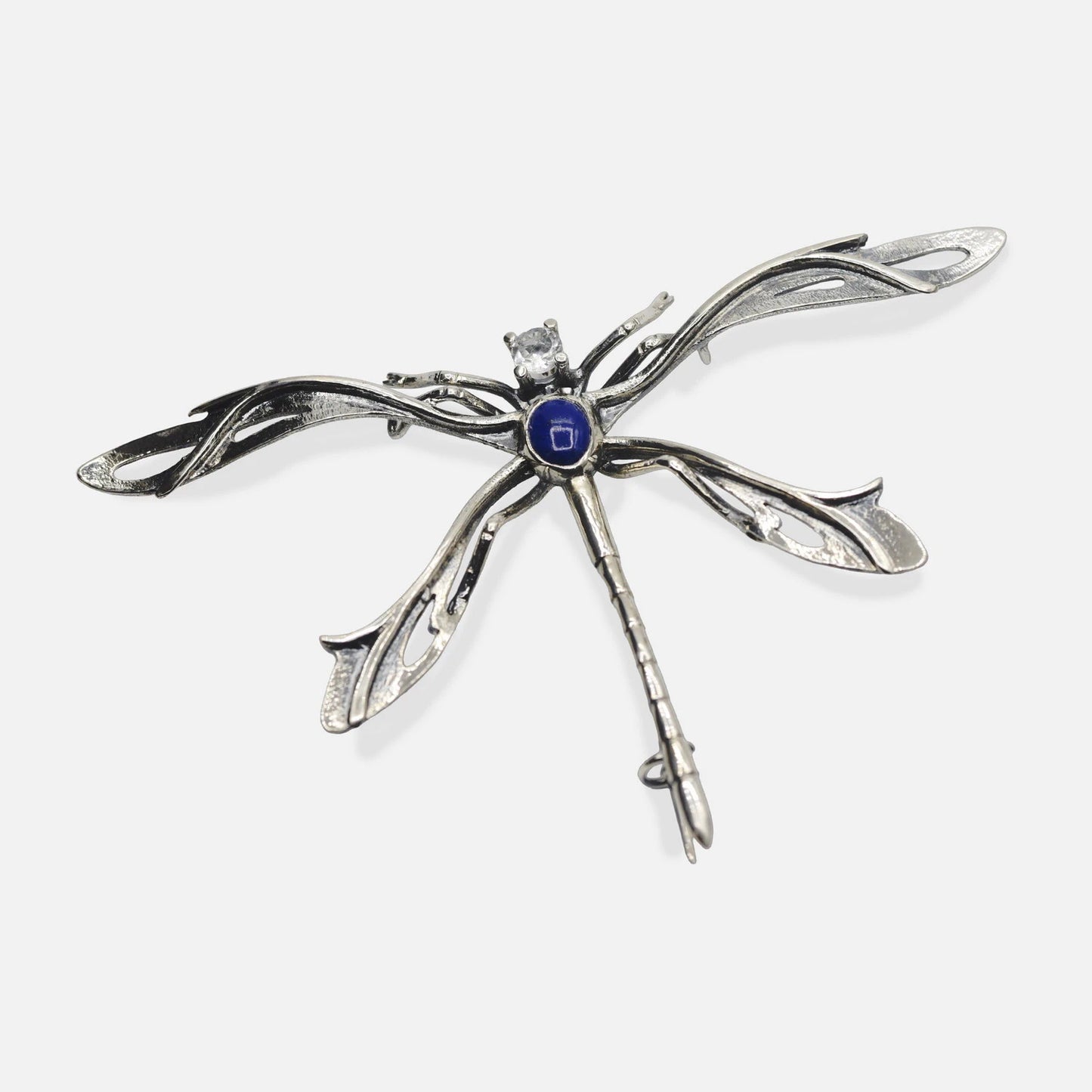 Brosche Libelle mit Lapislazuli – Silber