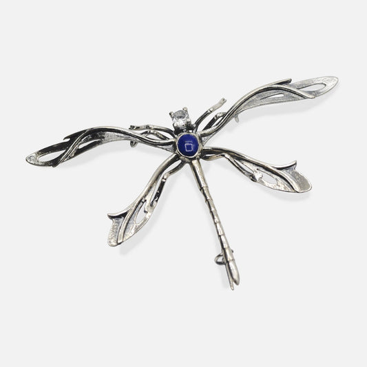 Brosche Libelle mit Lapislazuli – Silber
