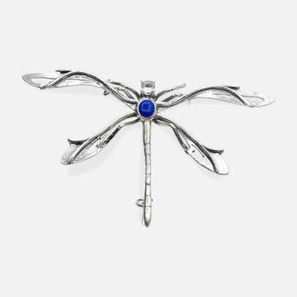 Brosche Libelle mit Lapislazuli – Silber