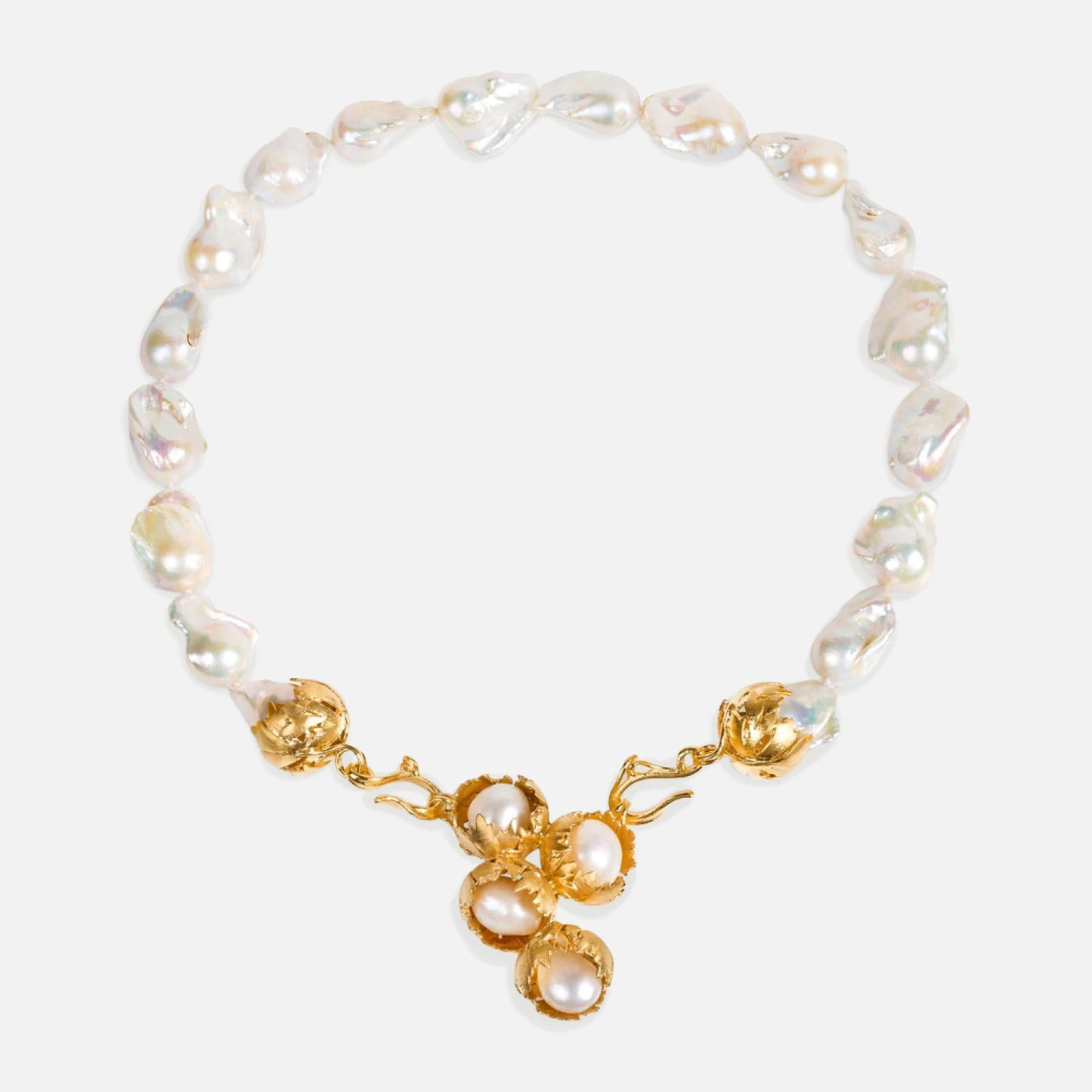 Collier mit Barockperlen – vergoldet